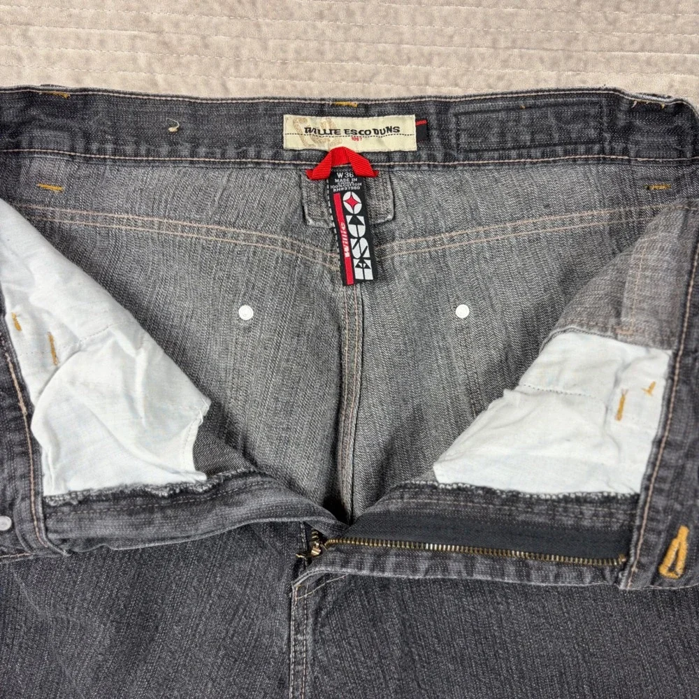 Willie Esco Duns Mens Carpenter Jeans Gray Denim Wide Leg Streetwear W36 L32
